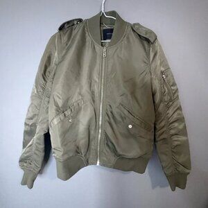 Talula by Aritzia size small Olive Green shiny army Bomber Jacket